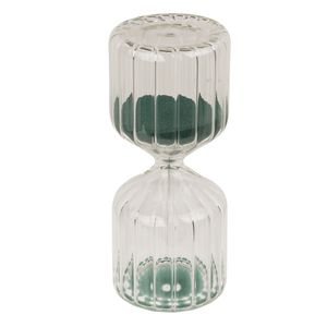 Zandloper woondecoratie - glas - 13 x 6 cm - groen zand