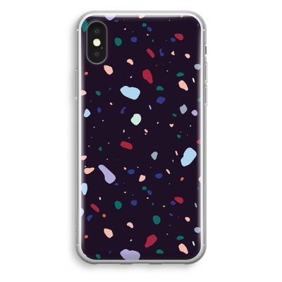 Dark Rounded Terrazzo: iPhone XS Transparant Hoesje