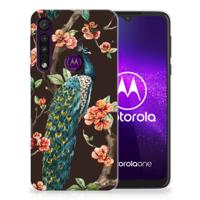 Motorola One Macro | TPU Hoesje | Pauw met Bloemen
