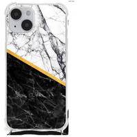 iPhone 14 Plus Anti-Shock Hoesje Marmer Wit Zwart - Origineel Cadeau Man