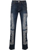 Philipp Plein jean slim à motif cachemire brodé - Bleu - thumbnail