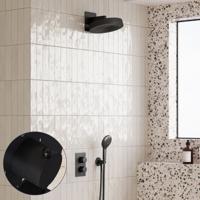 Regendouche set SaniClear Evolution Stripes | 30 cm | Incl.Inbouwdeel | 2 standen handdouche | Zwart Mat