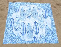 Groot Strandlaken Veren - Blauw/Wit - 200*220cm - Picknickkleed - S - thumbnail