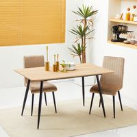 HOMCOM Skandi design eettafel, keukentafel, voor 4 personen, houtlook, 140 cm x 80 cm x 76 cm, naturel + zwart