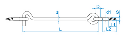 Windhaak met schroefogen RVS A2 HD 5.25 x 200mm Windhaak met schroefogen RVS A2 HD 5.25 x 200mm