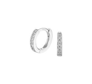 Oorringen zilver-zirconia wit 1,6 x 9 mm