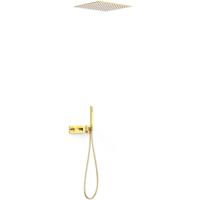 Regendouche set Tres B-System | Inbouw | Thermostaatkraan | 2-weg | Rechthoekig | 24k Goud glans 24k Goud glans
