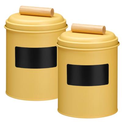Voorraadpotten met krijtbord etiketten - 2x - 14 x 20 cm - metaal - geel - keuken voorraadpotten Voorraadpotten met krijtbord etiketten - 2x - 14 x 20 cm - metaal - geel - keuken voorraadpotten
