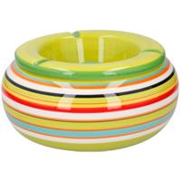 Storm Asbak - in mooie groene kleuren combinatie - D13 cm - Keramiek - Strepen