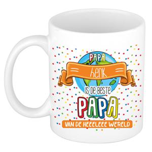 Naam mok papa Henk - wit - de beste - keramiek - 300 ml - Vaderdag/verjaardag