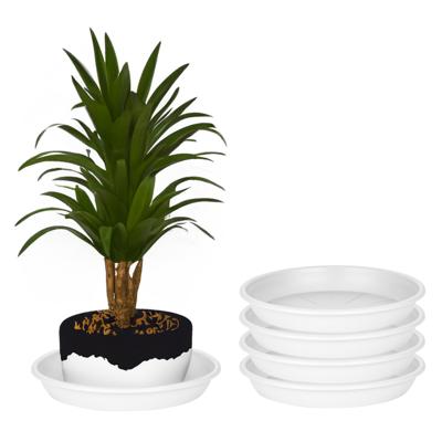 Plantenschotel - 4x - wit - kunststof - Dia 20 cm - onderschotel/opvangschaal