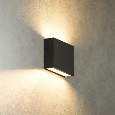 Otis S LED Wandlamp Dimbaar - 7 Watt 630 Lumen - IP54 Waterdicht - 2700K Warm Wit - Binnen en buiten - Up & Down Light - Zwart - Modern