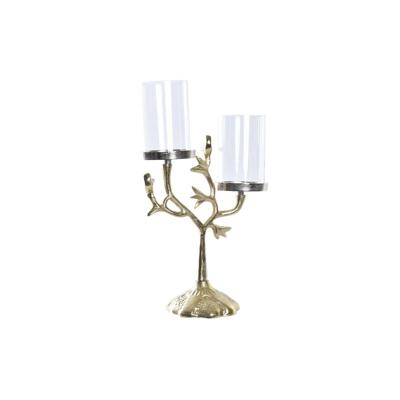 Kroonkandelaar DKD Home Decor Kristal Gouden Aluminium Vogels (29 x 15 x 48 cm)