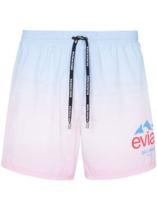 Balmain x Evian short de bain à effet dégradé - Bleu