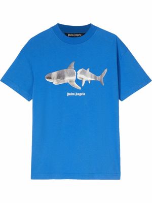 Palm Angels t-shirt à imprimé requin - Bleu