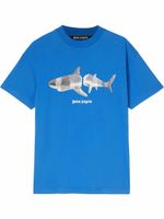 Palm Angels t-shirt à imprimé requin - Bleu