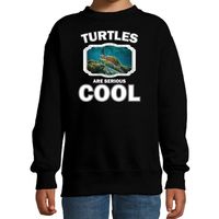 Dieren zee schildpad sweater zwart kinderen - turtles are cool trui jongens en meisjes - thumbnail