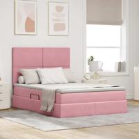 Opslag bed met matras met matras Roze 140 x 200 cm Fluweel