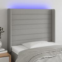Hoofdbord LED 93x16x118/128 cm stof lichtgrijs