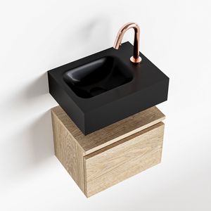 Toiletmeubel Mondiaz Andor | 40 cm | Meubelkleur Washed oak | Lex vrijhangend wastafel Urban Links | 1 kraangat