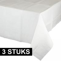 Party/verjaardag Tafelkleed - 3x - wit - 274 x 137 cm - tafellaken van papier