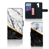 Xiaomi Redmi 9 Bookcase Marmer Wit Zwart - Origineel Cadeau Man - thumbnail