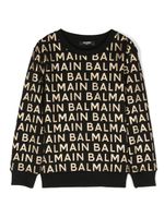 Balmain Kids sweat en coton à logo imprimé - Noir - thumbnail