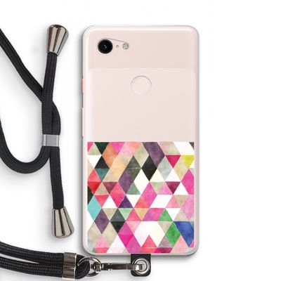 Gekleurde driehoekjes: Pixel 3 XL Transparant Hoesje met koord