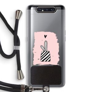 Zwart-wit cactus: Samsung Galaxy A80 Transparant Hoesje met koord