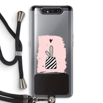 Zwart-wit cactus: Samsung Galaxy A80 Transparant Hoesje met koord
