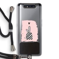 Zwart-wit cactus: Samsung Galaxy A80 Transparant Hoesje met koord