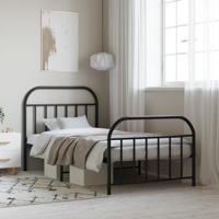 Bedframe met hoofd- en voeteneinde metaal zwart 107x203 cm