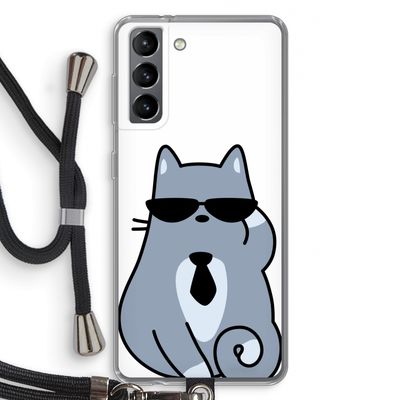 Cool cat: Samsung Galaxy S21 Transparant Hoesje met koord