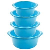 Voordeelset multi-functionele kunststof teiltjes blauw in 4-formaten