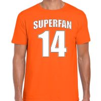 Superfan nummer 14 oranje t-shirt Holland / Nederland supporter EK/ WK voor heren - thumbnail