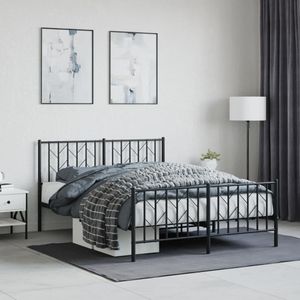 Bedframe met hoofd- en voeteneinde metaal zwart 140x190 cm