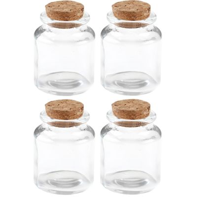 84x kleine glazen flesjes/potjes 5 x 6 cm met kurken afsluitdop