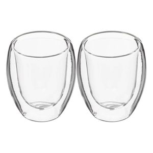 Set van 2x espressokopjes dubbelwandig glas 70 ml