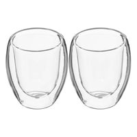 Set van 2x espressokopjes dubbelwandig glas 70 ml