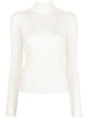 Chloé pull en maille nervurée à col montant - Blanc