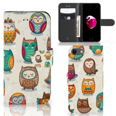 iPhone 7 | 8 | SE (2020) | SE (2022) | Telefoonhoesje | Met pasjeshouder | Vrolijke Uilen