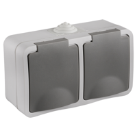 Q-Link Contactdoos | Opbouw | 2-voudig | Randaarde | Spatwaterdicht IP54 | Grijs - 00.944.51