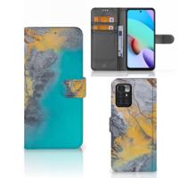 Xiaomi Redmi 10 | Bookcase | Marble Blue Gold