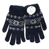 Gebreide winter handschoenen navy blauw/Nordic print voor heren   - - thumbnail