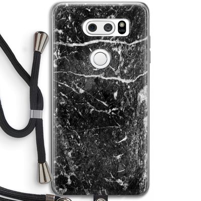 Zwart marmer: LG V30 Transparant Hoesje met koord