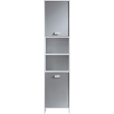 Badkamerkolom - Spaanplaat - Wit en grijs - 2 deuren - L39,5 x D19,5 x H170 - PARISOT