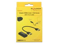 Delock 65667 Adapter HDMI-A male > VGA female Metalen behuizing met 15cm kabel - thumbnail