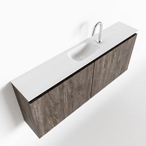 Toiletmeubel Mondiaz Ture | 120 cm | Meubelkleur Dark brown | Eden wastafel Talc Midden | 1 kraangat
