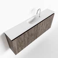 Toiletmeubel Mondiaz Ture | 120 cm | Meubelkleur Dark brown | Eden wastafel Talc Midden | 1 kraangat Toiletmeubel Mondiaz Ture | 120 cm | Meubelkleur Dark brown | Eden wastafel Talc Midden | 1 kraangat