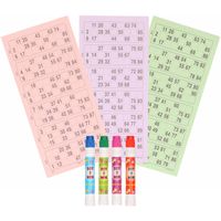 Bingo spel accessoires set nummers 1-90/100x bingokaarten/4x bingostiften